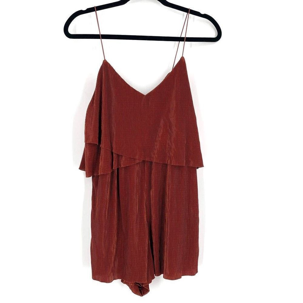 Urban Outfitters Silence‎ + Noise Accordion Pleat Romper  medium cinnamon spice